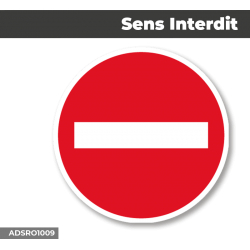 Autocollant - Panneau | SENS INTERDIT | Format Rond