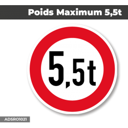 Autocollant - Panneau | POIDS MAXIMUM 5,5t | Format Rond