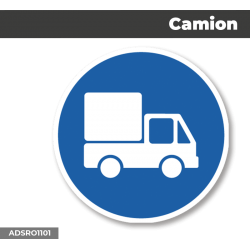 Autocollant - Panneau | CAMION| Format Rond - Fond bleu