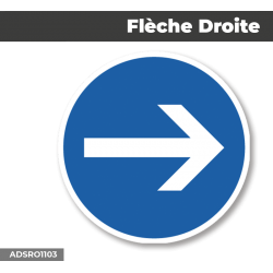 Autocollant - Panneau | FLECHE DROITE | Format Rond