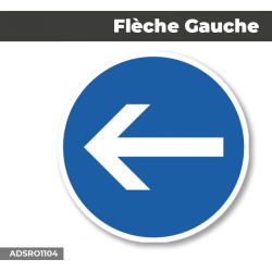 Autocollant - Panneau | FLECHE GAUCHE | Format Rond