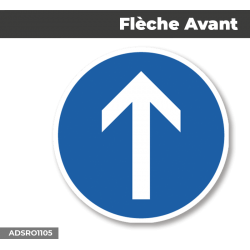 Autocollant - Panneau | FLECHE AVANT | Format Rond