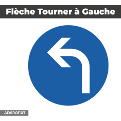 Autocollant - Panneau | FLECHE TOURNER GAUCHE | Format Rond