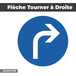 Autocollant - Panneau | FLECHE TOURNER DROITE | Format Rond