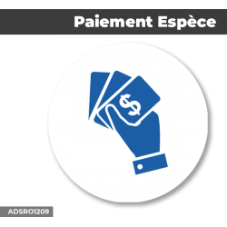 Autocollant - Panneau | PAIEMENT ESPECE Bleu | Format Rond