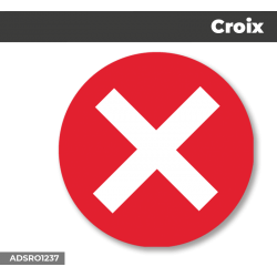 Autocollant - Panneau | CROIX Fond Rouge | Format Rond
