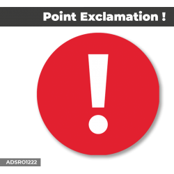 Autocollant - Panneau | POINT EXCLAMATION Fond Rouge | Format Rond