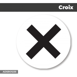 Autocollant - Panneau | CROIX Noire | Format Rond