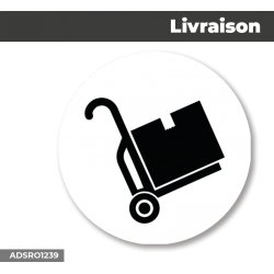 Autocollant - Panneau | LIVRAISON CHARIOT Noir | Format Rond