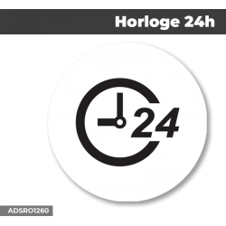 Autocollant - Panneau | HORLOGE 24h Noir | Format Rond
