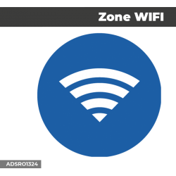 Autocollant - Panneau | ZONE WIFI Fond Bleu | Format Rond
