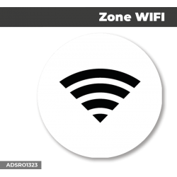 Autocollant - Panneau | Zone WIFI Noir | Format Rond