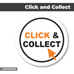 Autocollant - Panneau | CLICK & COLLECT Orange | Format Rond