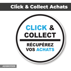Autocollant - Panneau | CLICK & COLLECT ACHATS Bleu | Format Rond