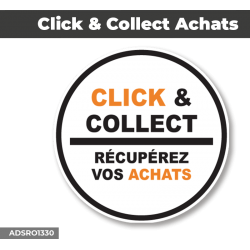 Autocollant - Panneau | CLICK & COLLECT ACHATS Orange | Format Rond