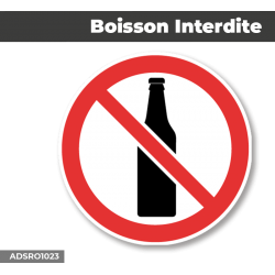 Autocollant - Panneau | BOISSON INTERDITE | Format Rond
