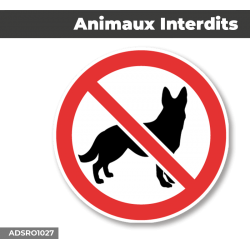Autocollant - Panneau | ANIMAUX INTERDITS Chien | Format Rond
