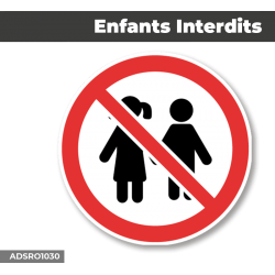 Autocollant - Panneau | ENFANTS INTERDITS | Format Rond