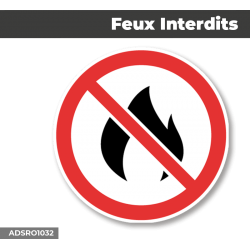 Autocollant - Panneau | FEUX INTERDITS | Format Rond