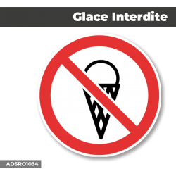 Autocollant - Panneau | GLACE INTERDITE | Format Rond