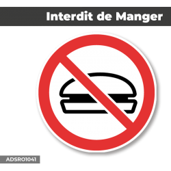 Autocollant - Panneau | INTERDIT DE MANGER | Format Rond