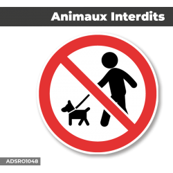 Autocollant - Panneau | ANIMAUX INTERDITS | Format Rond
